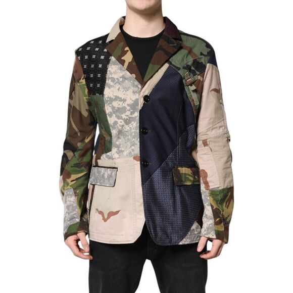 Dolce & Gabbana Multicolor Camouflage Patchwork Coat Men's Blazer